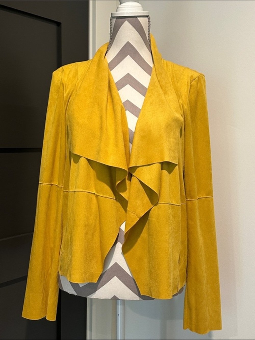 Bagatelle Mustard Faux Suede Draped Jacket Medium New